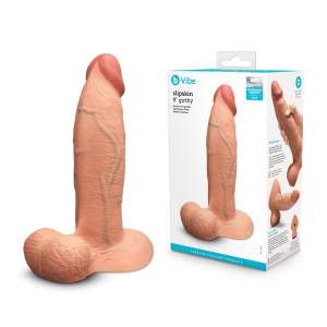 B Vibe Slipskin Nine Inch Girthy Realistic Silicone Dildo with Balls Tan Flesh BV 058MOC 4890808283585 Multiview