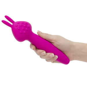 BMS Palmpower VIBEZ Rechargeable Vibrating Rabbit Wand Pink 21216 677613212160 Hand Detail