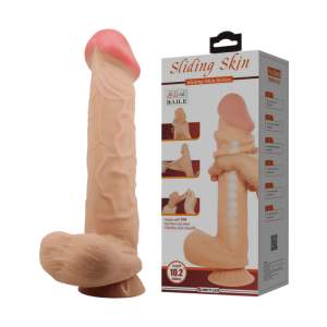 Baile Sliding Skin Posable 10 point 2 Inch Dong with Balls Light Flesh BW 008103NRG 6959532329742 Multiview