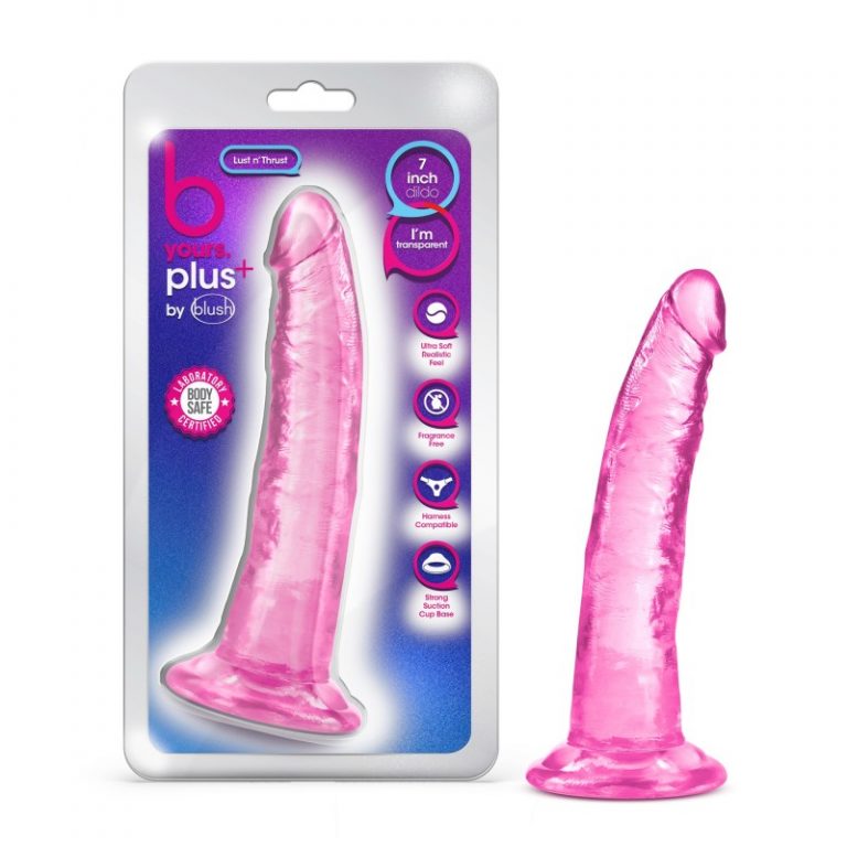 Blush B Yours Lust n Thrust 7 Inch Dildo Clear Pink BL 12700 819835026730 Multiview