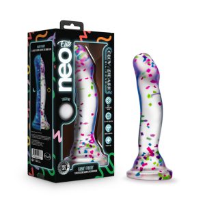 Blush Neo Elite Hanky Panky 6 Inch Wavy Dildo Clear Confetti Glow in the Dark BL 88269 819835029786 Multiview