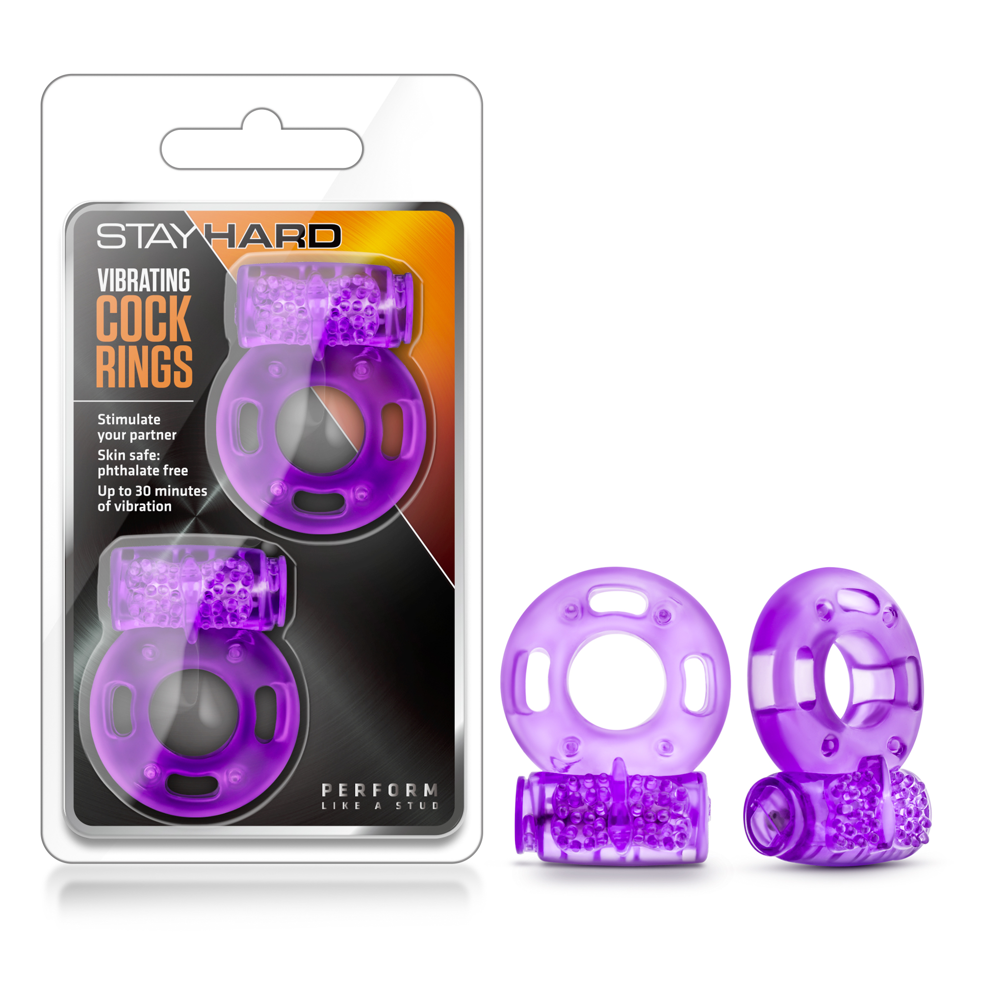 Stay Hard Vibrating Cockring 2 Pack Purple Black Knight Erotica