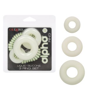 Calexotics Alpha Liquid Silicone 3 Ring Set 3 Sizes Cock Ring Glow in the Dark Green SE 1492 33 2 716770109170 Multiview