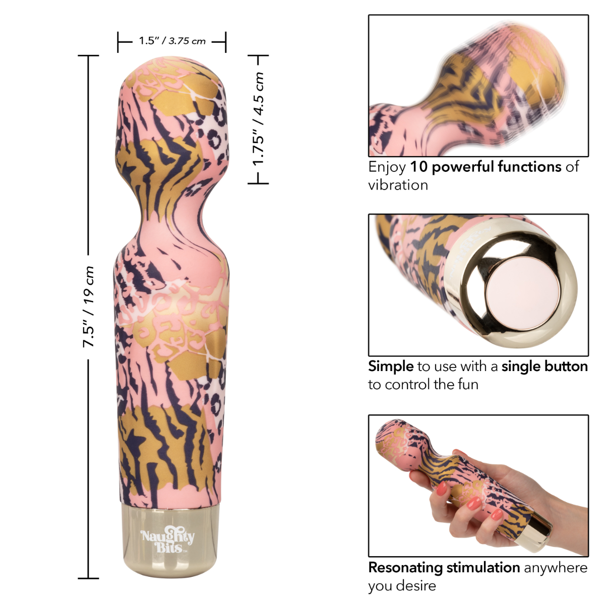 Calexotics – Naughty Bits WTF Wand to Fuck Silicone Wand (Animal Print) |  Black Knight Erotica