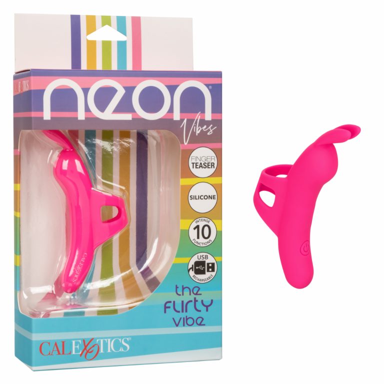 Calexotics Neon Vibes The Flirty Vibe Rabbit Finger Vibrator Pink SE 4403 10 3 716770103321 Multiview