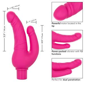 Calexotics Rechargeable Power Stud Over and Under Dual Penetrator Penis Vibrator Pink SE 0842 55 3 716770101389 Info Detail