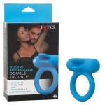 Calexotics Silicone Rechargeable Double Trouble Vibrating Cock Ring Blue SE 1841 09 3 716770111098 Multiview