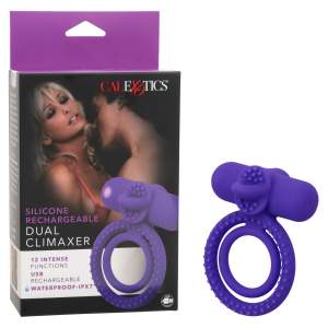 Calexotics Silicone Rechargeable Dual Climaxer Vibrating Cock and Ball Ring Purple SE 1843 05 3 716770111111 Multiview