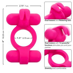 Calexotics Silicone Rechargeable Rockin Rabbit Dual Vibrating Cock Ring Pink SE 1843 45 3 716770111128 Info Detail