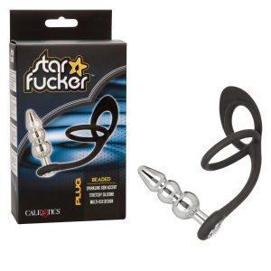 Calexotics Star Fucker Beaded Dual Cock Ring Gem Plug Black Silver SE 1245 15 3 716770102553 Multiview