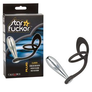 Calexotics Star Fucker Glider Dual Cock Ring Gem Plug Black Silver SE 1245 30 3 716770102584 Multiview