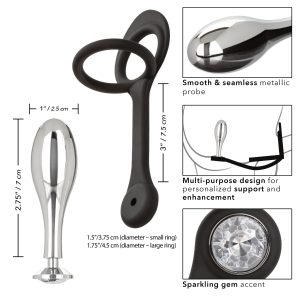 Calexotics Star Fucker Teardrop Dual Cock Ring Gem Plug Black Silver SE 1245 10 3 716770102546 Info Detail