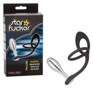 Calexotics Star Fucker Teardrop Dual Cock Ring Gem Plug Black Silver SE 1245 10 3 716770102546 Multiview