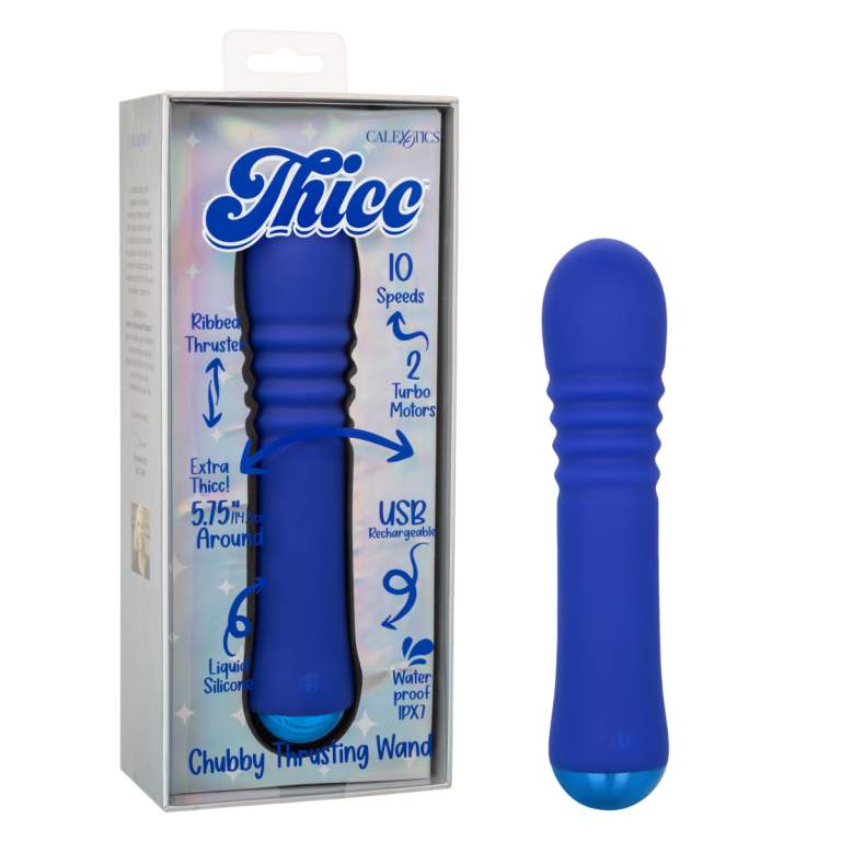 Calexotics Thicc Chubby Thrusting Wand with Vibration Blue SE 0650 30 3 716770110657 Multiview