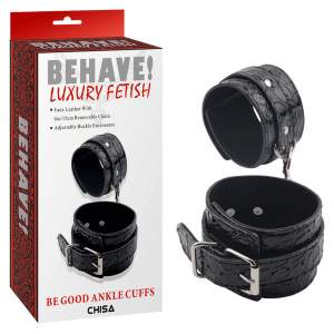 Chisa Behave Luxury Fetish Be Good Ankle Cuffs Alligator Print Black CN 632125472 759746254726 Multiview