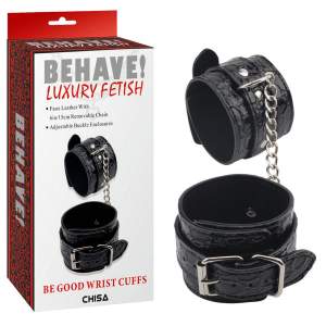 Chisa Behave Luxury Fetish Be Good Wrist Cuffs Alligator Print Black CN 632125452 759746254528 Multiview