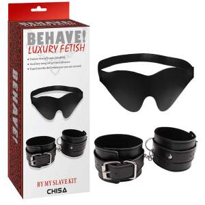 Chisa Behave Luxury Fetish By My Slave Kit Cuffs and Blindfold Black CN 632164572 759746645722 Multiview