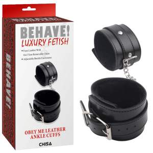 Chisa Behave Luxury Fetish Obey Me Faux Fur Lined Ankle Cuffs Black CN 632185572 759746855725 Multiview