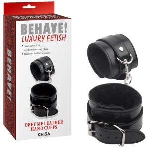 Chisa Behave Luxury Fetish Obey Me Faux Fur Lined Wrist Cuffs Black CN 632185552 759746855527 Multiview