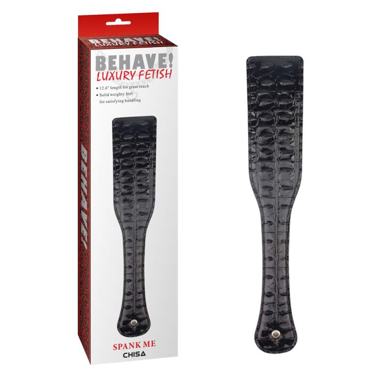 Chisa Behave Luxury Fetish Spank Me Alligator Texture Paddle Black CN 634194252 759746942524 Multiview