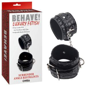 Chisa Behave Luxury Fetish Surrender Ankle Restraints Alligator Print Ankle Cuffs Black CN 632198772 759746987723 Multiview