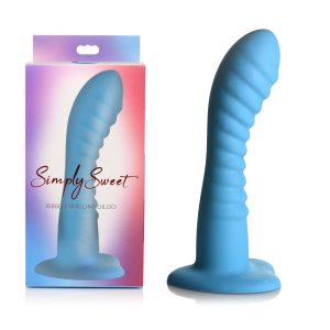 Curve Novelties Simply Sweet 7 Inch Ribbed Silicone Dildo Blue CN 11 0413 48 653078943399 Multiview