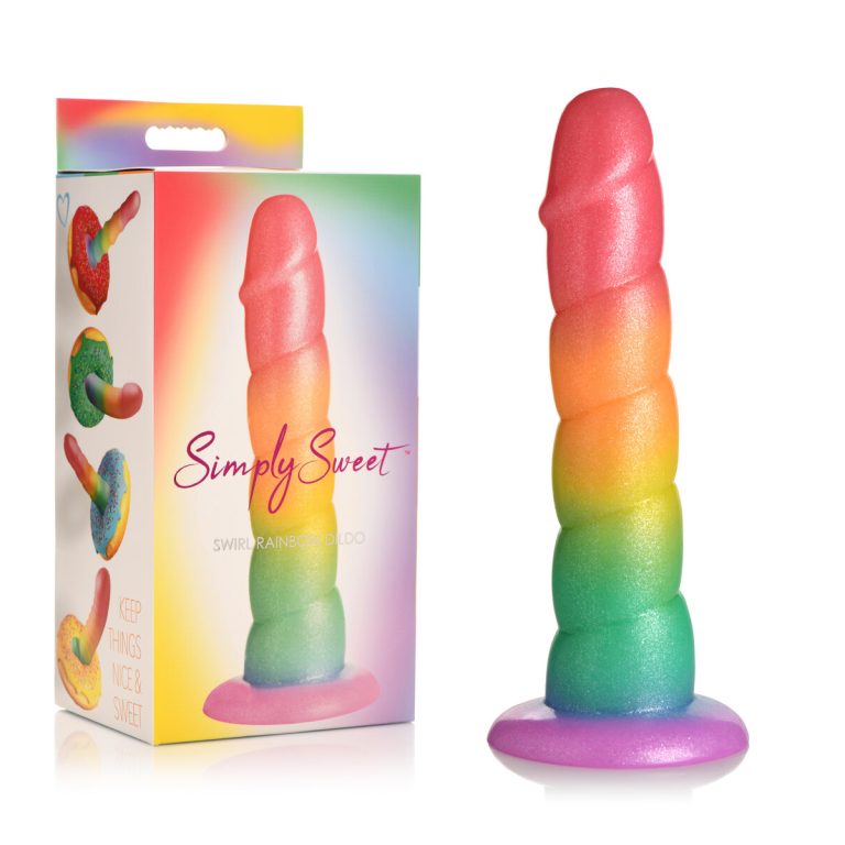 Curve Novelties Simply Sweet Swirl 6 Inch Rainbow Silicone Dildo Rainbow CN 11 0419 88 653078943658 Multiview