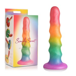 Curve Novelties Simply Sweet Zigzag 6 Inch Rainbow Silicone Dildo Rainbow CN 11 0421 88 653078943672 Multiview