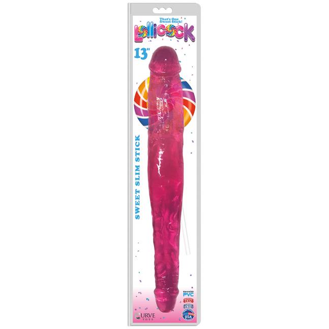 Curve Toys Lollicocks 13 Inch Slim Stick Double Dong Double Ender Cherry Ice Pink CN 14 0522 33 653078939927 Boxview
