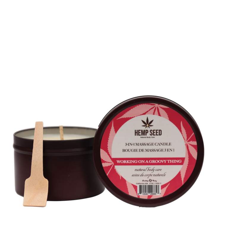 Earthly Body Hemp Seed 3 in 1 Massage Candle Working on a Groovy Thing 170g HSCS024B 810040296857 Multiview