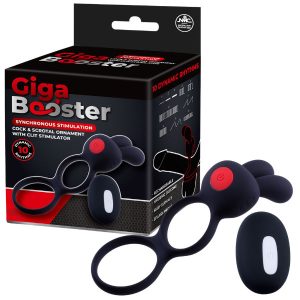 Excellent Power Giga Booster Rechargeable Vibrating Cock Ring with Scrotum Ring Black FVRQ040A00 010 4897078637070 Multiview