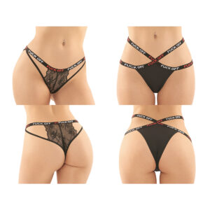 Fantasy Lingerie Fuck Off Strappy 2 Panty Pack AF2PK6 Detail