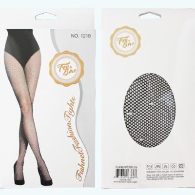 Fenbao Fishnet Pantyhose with Scattered Pearls One Size OS Black FB1219 6958376112190 Boxview