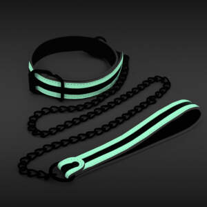 GLO Collar and Leash Green Black NSN 0497 28 657447104015 Glow Detail