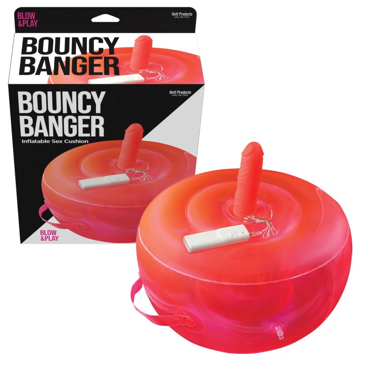 Hott Products Bouncy Banger Inflatable Sex Cushion with Vibrating Dildo Neon Pink HP3586 818631035861 Multiview