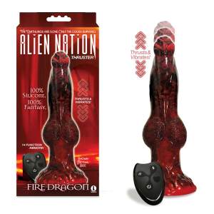 Icon Brands Alien Nation Fire Dragon 9 Inch Remote Thrusting Vibrating Fantasy Dildo Red IC1360 847841013604 Multiview