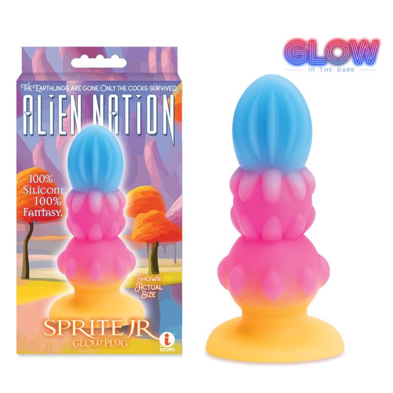 Icon Brands Alien Nation Sprite Jr 3 point 75 Inch Fantasy Plug Glow in the Dark Rainbow IC1367 847841013673 Multiview