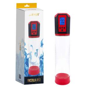 LaViva Vaczilla X12 Rechargeable Automatic Penis Pump with LCD Display Clear Red Black CN 313446925 759746469250 Multiview