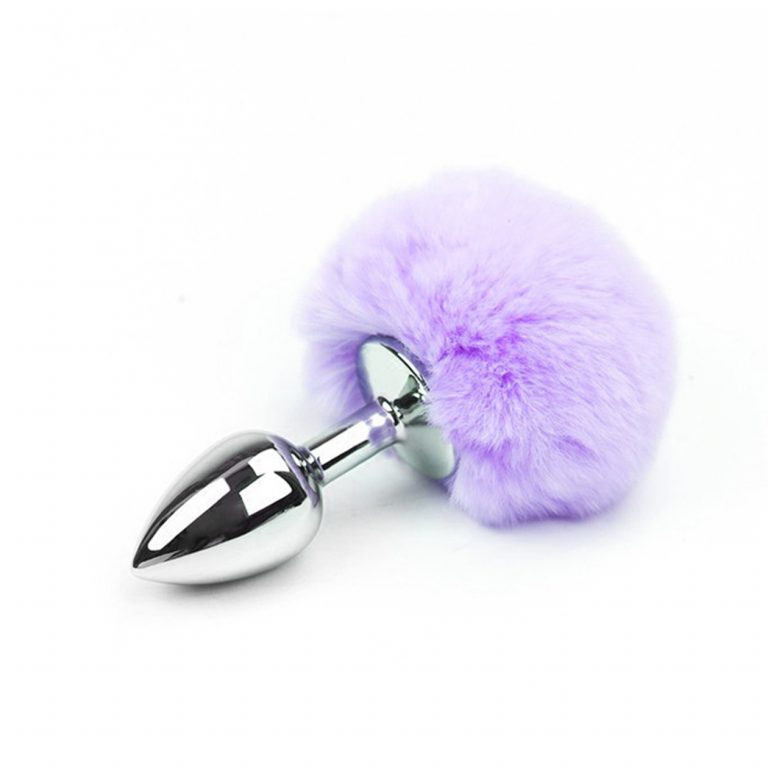 Love in Leather Bunny Tail Metal Butt Plug Lilac Silver BUN001LIL 2211400191290 Detail