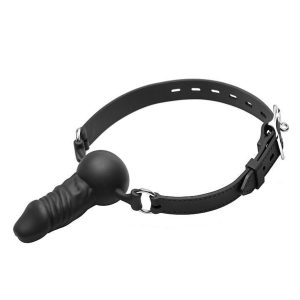 Love in Leather Silicone Penis Plug Gag Black GAG016 7170160000004 Detail