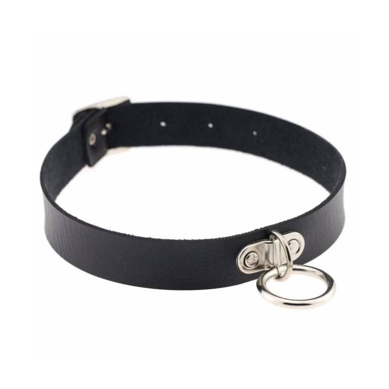 Love in Leather faux leather choker single silver ring black CHO002 3815002212118 Detail