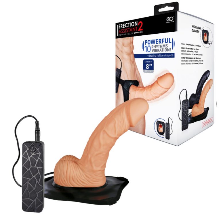 NMC Excellent Power Erection Assistant 2 Vibrating 8 Inch Hollow Strap On with Balls Light Flesh FPBN002A00 001 4897078631245 Multiview