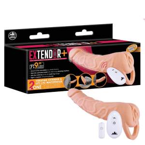 NMC Extendor Plus 2 in 1 Remote Vibrating Masturbator Penis Extendor Sleeve Light Flesh FVRQ047A00 001 4897078636813 Multiview