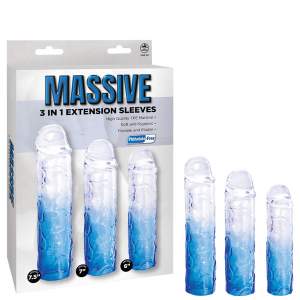 NMC Massive 3 in 1 Penis Extension Sleeves 3 Pack Blue Clear FKQ018A000 044 4897078639036 Multiview