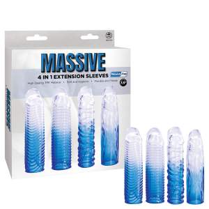 NMC Massive 4 in 1 Penis Extension Sleeves 4 Pack Blue Clear FKQ019A000 044 4897078639043 Multiview