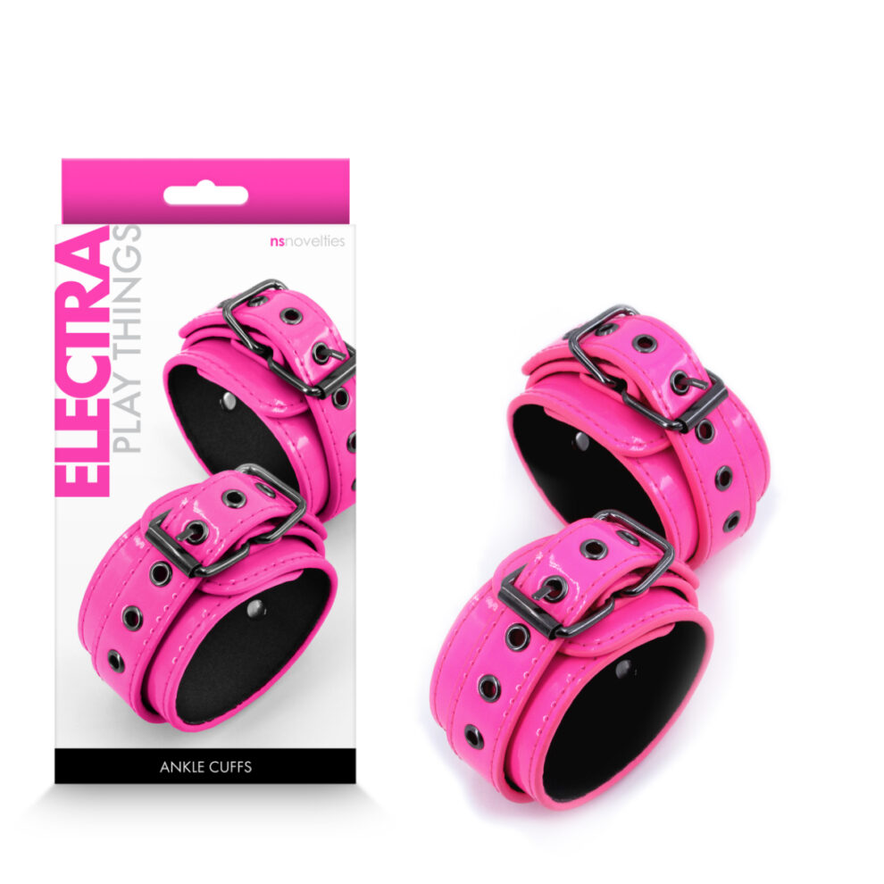 Ns Novelties Electra Play Things Ankle Cuffs Neon Pink Black Knight Erotica 0497