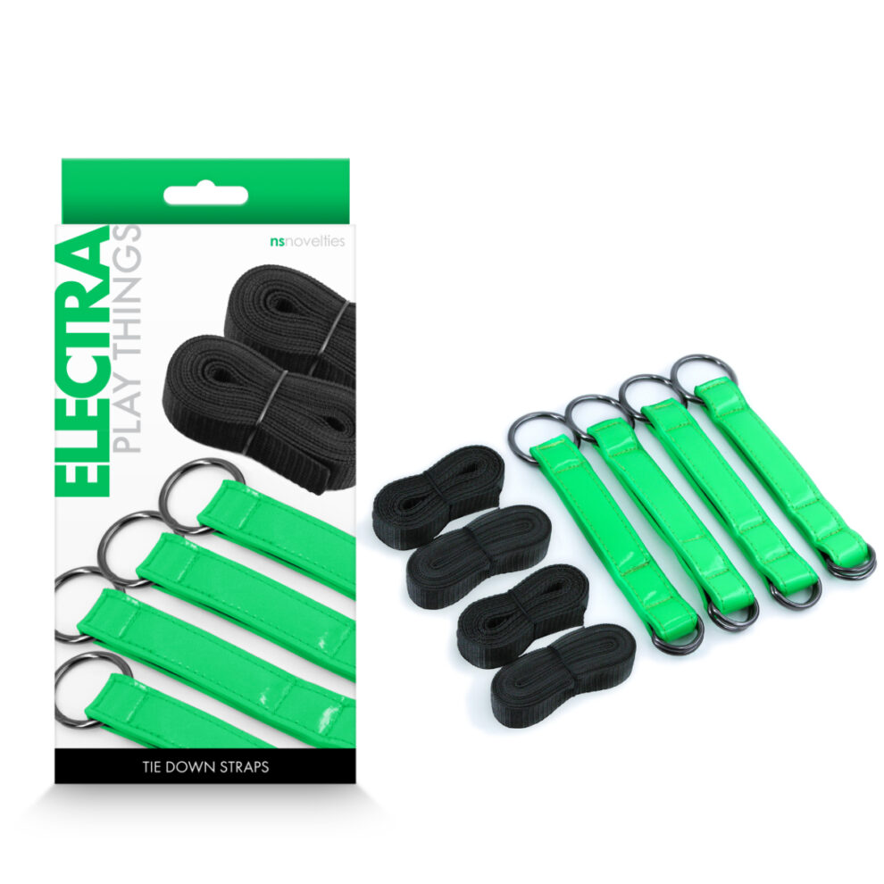 Ns Novelties Electra Play Things Tie Down Straps Neon Green Black