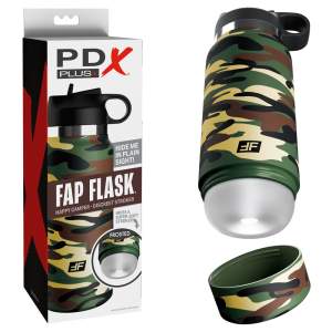 Pipedream PDX Plus Fuck Flask Happy Camper Discreet Water Bottle Generic Entrance Stroker Masturbator Frost Camouflage Green Case RD630 20 603912775389 Multiview