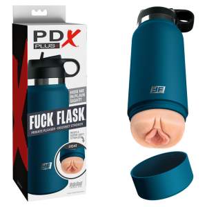 Pipedream PDX Plus Fuck Flask Private Pleaser Discreet Water Bottle Vagina Entrance Stroker Masturbator Light Flesh Blue Case RD627 21 603912775235 Multiview