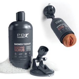 Pipedream PDX Plus Soothing Scrub Shower Therapy Discreet Stroker Masturbator Medium Tan Flesh RD622 22 603912774566 Detail
